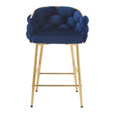 28'' Modern Counter Stools Set of 2,Dark blue Counter Stools with iron Frame,Soft back and N780P199861B