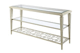 ZUN ACME Zaba Sofa Table, Glass & Champagne Finish LV02787