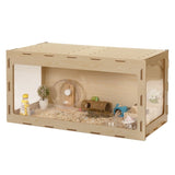 ZUN Wooden Hamster Cage Small Animals House, Acrylic Hutch for Dwarf Hamster, Guinea Pig, Chinchilla, W2181P151889