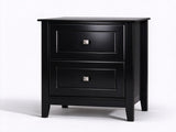 Black MDF Spray-Painted Nightstand, 48*35*60cm, 2 Drawers, with 2 US 3-Prong Outlets 46355525