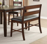 Transitional Style Cherry Finish Wooden Counter Height Bench with Backrest Faux leather Upholstered B011P217893
