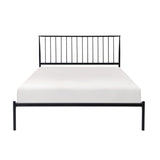 Metal Frame Queen Platform Bed Black Finish Angle Headboard Bedroom Furniture 1pc B011P261195