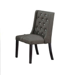 ZUN Modern Fabric / Polyfiber Ash Black Tufted Set of 2 Chairs Seat Chair Rubber wood MDF Kitchen B011P194025