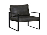 Modern Accent Chair Cushioned Seat Dark Gray Faux Leather Upholstery Black Metal Frame 1pc Style B011P255744