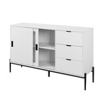 ZUN Modern Featured Storage Cabinet Sideboard with Glass Sliding Door and 3 Drawers, Entryway Console W409P153985