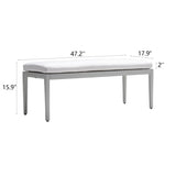 Outdoor Patio Aluminum Stationary Bench With Sunbrella Fabric Cushion , Grayish W1886P163416
