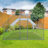 13.1x9.8x6.5ft Large Metal Chicken Coop with Run, Walk-in Poultry Cage with Waterproof Cover & Arc 87088586