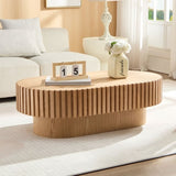 43.70Inch Modern Handcraft Drum Coffee Oval Coffee for Living Room,Small Wooden Coffee W2582P250631