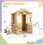 ZUN Wooden Playhouse for Kids Outdoor with Working Door, Windows, Mailbox, Bench, Flowers Pot Holder, W1422P156349