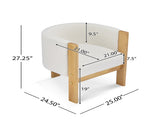 Upholstered Dining Chairs Set of 2, Natural Rubber Wood Frame and White Boucle Fabric, Modern N779P341538W