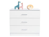 3-Drawer Tall Cabinet Particleboard Bedside Table with Textured Melamine Finish White 32152387