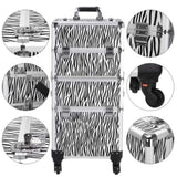 3 in 1 Aluminum Cosmetic Makeup Case Tattoo Box White Zebra Print 71795576