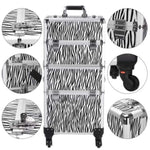 ZUN 3 in 1 Aluminum Cosmetic Makeup Case Tattoo Box White Zebra Print 25171058