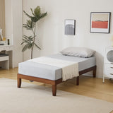 Basic bed frame, painted pine wood, brown, twin size, 189*96.5*30.5cm, wooden bed, single bed 66496405
