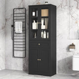 ZUN Tall Bathroom Storage Cabinet, Cabinet with Four Doors and Drawers, Adjustable Shelf, MDF Board, N725P186649B