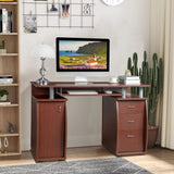 115* 55*74cm 15mm MDF Portable 1pc Door with 3pcs Drawers Computer Desk Coffee Color 10786365