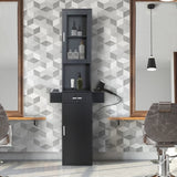 Classic Barber Station, Salon Station with Locking Drawer, Glass Door, Storage Cabinets, Dryer W2181P156759
