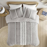 Cotton Printed Comforter Set with Chenille Gray Full/Queen B035128798