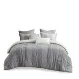 3 Piece Cotton Jacquard Comforter Set Gray Full/Queen B03596432