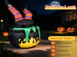 6FT Halloween Inflatable Animated Kicking Witch, LED Light Up Flaming Cauldron, Weather Resistant 47706562