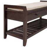 ZUN TREXM Shoe Rack with Cushioned Seat and Drawers, Multipurpose Entryway Storage Bench WF195386AAP