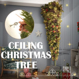 ZUN 6ft Upside Down Hanging Quarter Tree, Christmas tree hanging from the ceiling, Xmas Tree with 300 PX307764AAF