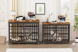 Furniture style dog crate wrought iron frame door with side openings, Rustic Brown, 43.3''W x W1162119831