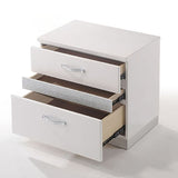 White High Gloss 3-Drawer Nightstand B062P191043