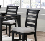 ZUN Modern 2pc Dining Chairs Black Ladder Back Frame Upholstered Cushion Seat Rubberwood Kitchen Dining B011P218339