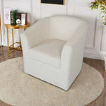 ZUN Teddy Velvet 360&deg; Swivel Chair, White, No Installation Required N765P165527