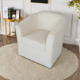 ZUN Teddy Velvet 360&deg; Swivel Chair, White, No Installation Required N765P165527