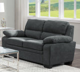 Comfortable Plush Seating Loveseat 1pc Dark Gray Textured Fabric Channel Tufting Solid Wood Frame B011122283