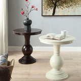 Antique White Accent Table with Pedestal Base B062P185650