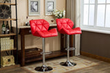 Glasgow Contemporary Tufted Adjustable Height Hidraulic Bar Stools, Set of 2, Red T2574P164867