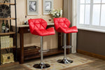 ZUN Glasgow Contemporary Tufted Adjustable Height Hidraulic Bar Stools, Set of 2, Red T2574P164867