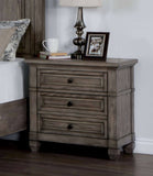 Wire-brushed Finish 1pc Nightstand Warm Gray Color Solid Wood 3-Drawers Bedside Table Transitional B011P162628