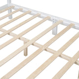 Full Size Wood Platform Bed Frame,Retro Style Platform Bed with Wooden Slat Support,White 43376167