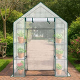 Mini Walk-in Greenhouse with PE Cover, 4-Shelf Indoor Outdoor Plant Gardening Green House for Garden 57670893