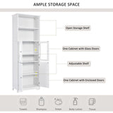 ZUN White Tall Storage Cabinet with Shelves and Doors for Bathroom, Kitchen and Living Room, MDF Board WF295070AAK