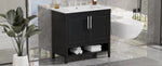 ZUN 36" Bathroom Vanity with Sink, Multi-functional Bathroom Cabinet with Doors Drawers, MDF Frame WF319758AAB