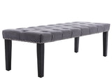 Heng Ming Upholstered Tufted Ottoman , Velvet Dining Bedroom Footrest Stool Accent W212P300163