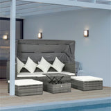 ZUN 4 Piece Outdoor Rattan Sofa Set-Cream White 37832814