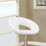 ZUN White Faux Leather Stool Adjustable Height Chairs Set of 2 Chair Swivel Design Chrome Base PVC B01149815