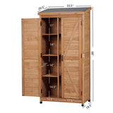 Outdoor Wooden Storage Shed with Metal Top Tall Vertical Tool Cabinet for Backyard Garden Patio Lawn W2640P291256