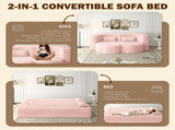Modern Floor Sofa with 2 Pillows,Convertible Plush Corduroy Foam-Filled Sleeper Sofa Bed,15" Full 25383023