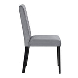 ZUN Gray Velvet Upholstered Side Chairs Set of 2pc Black Finish Wood Frame Casual Dining Room Furniture B011125791