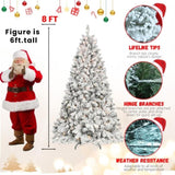 Artificial 8ft Flocked Christmas Tree with 1754 PVC Branch Tips, Pine cone*54pcs, 700L warm white 80378455