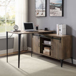 ZUN Rustic Oak L-Shaped Writing Desk with USB Port B062P209222