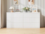 Modern White 6 Drawer Dresser, Wave Panel Drawer Fronts, Storage Cabinet, Versatile Chest of Drawers W409P371358
