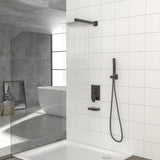 Shower System with Waterfall Tub Spout,12 Inch Wall Mounted Square Shower System with Rough-in W1243132416
